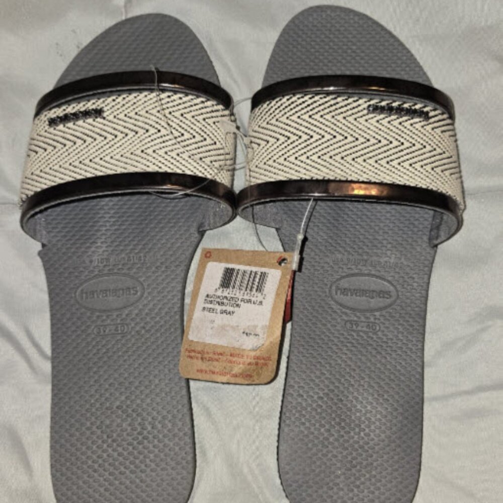 Havaianas You Trancoso Women's Steel Grey Slide Sandals Sz 9/10W US 41/42EUR NWT
